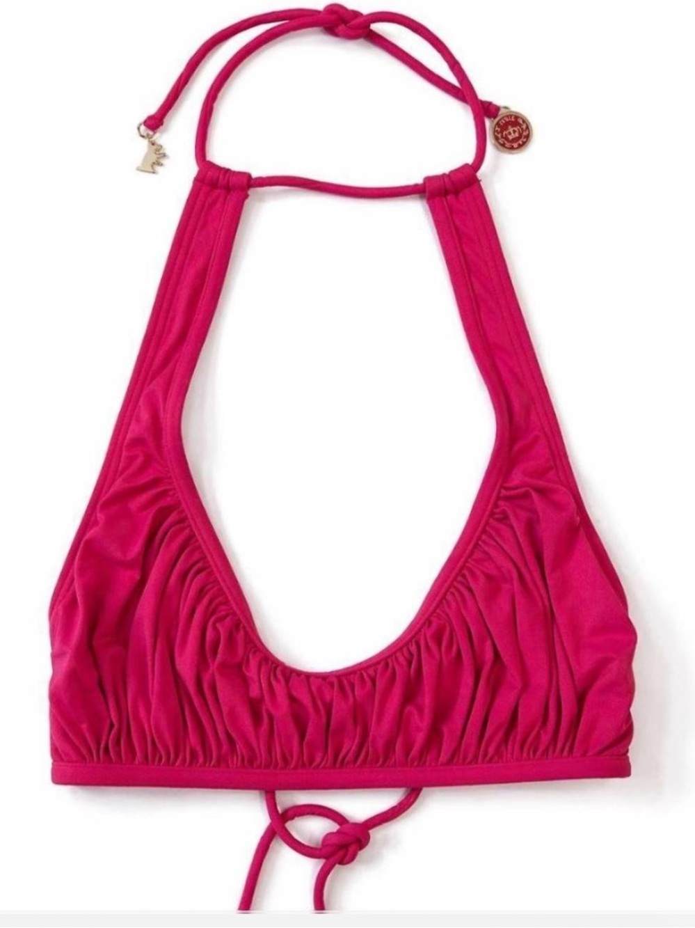 Vintage Y2K Juicy Couture Bikini Top, Pink Ruffle Halter Bikini Top Small